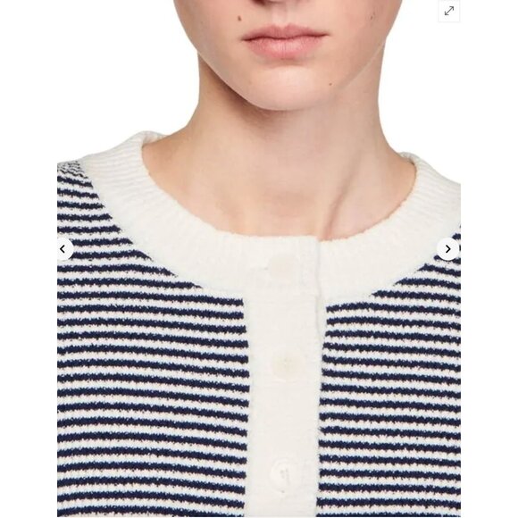 Sandro Blue White Peny Cardigan - Size XS/S - Picture 3 of 10